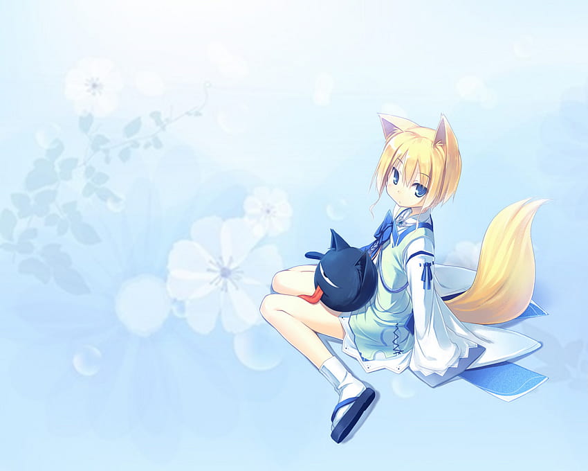 Premium AI Image | Anime girl with a fox ears and a dress