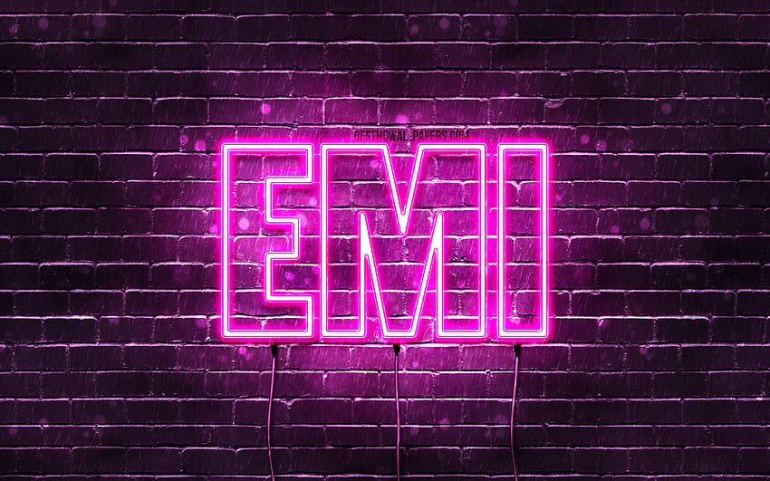 Happy Birtay Emi, , pink neon lights, Emi name, creative, Emi Happy Birtay, Emi Birtay, popular japanese female names, with Emi name, Emi HD wallpaper