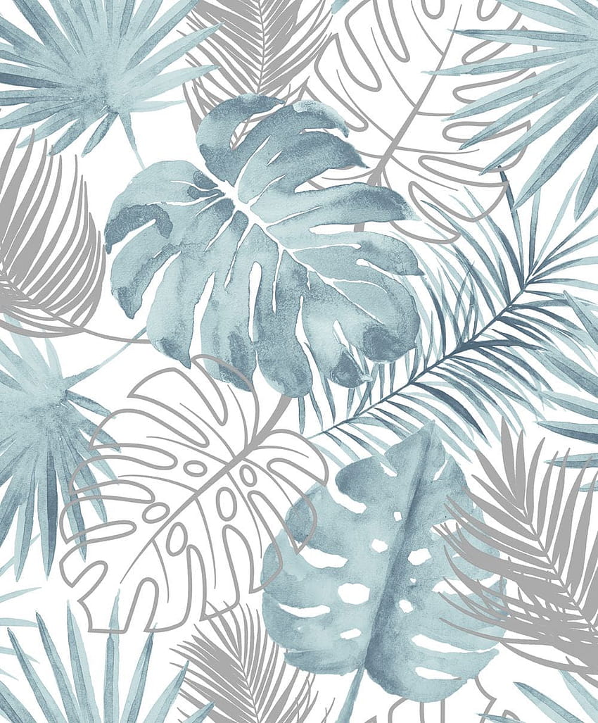 Tropical Leaves Blue by Albany. Leaf , Tropical leaves, Palm leaf HD phone wallpaper