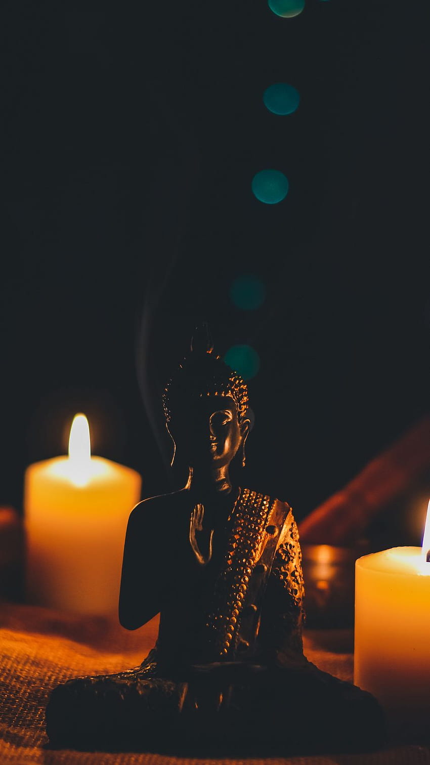 Буда, фигурка, свещи, будизъм, хармония Iphone 8 7 6s 6 For Parallax Background HD тапет за телефон