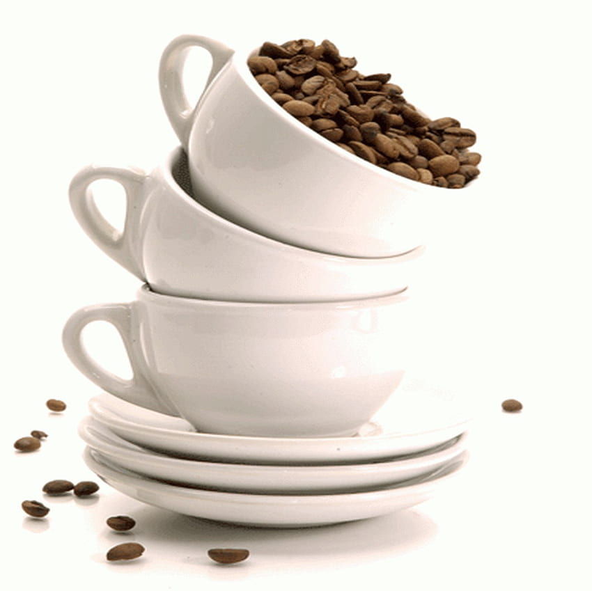 coffee, cups, white, bean HD wallpaper