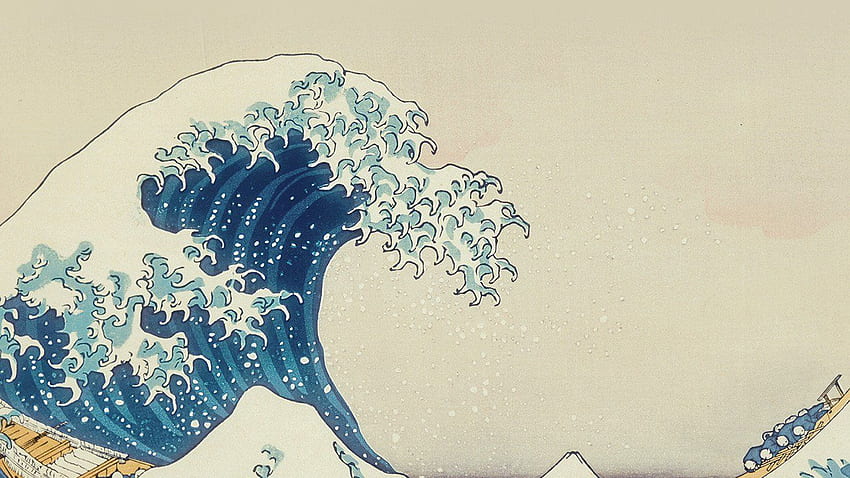 dla laptopa. malarstwo wave art hokusai, Paint Estetic Tapeta HD