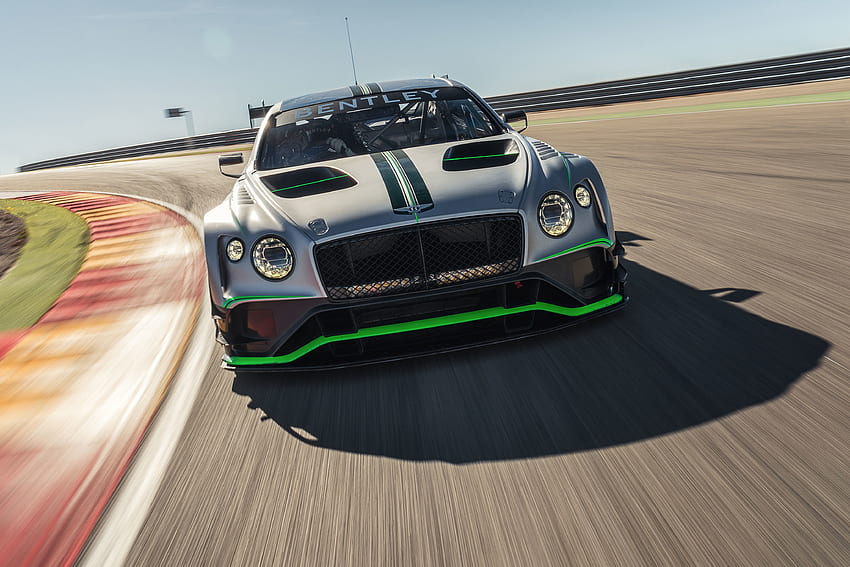 Bentley Continental GT3, on road, motion blur, front HD wallpaper