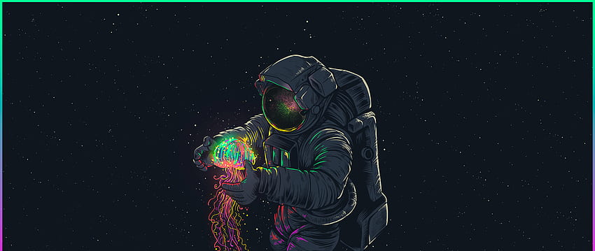 Astronot di Ruang Neon Void - Untuk Teknologi, Lampu Neon Astronot Wallpaper HD