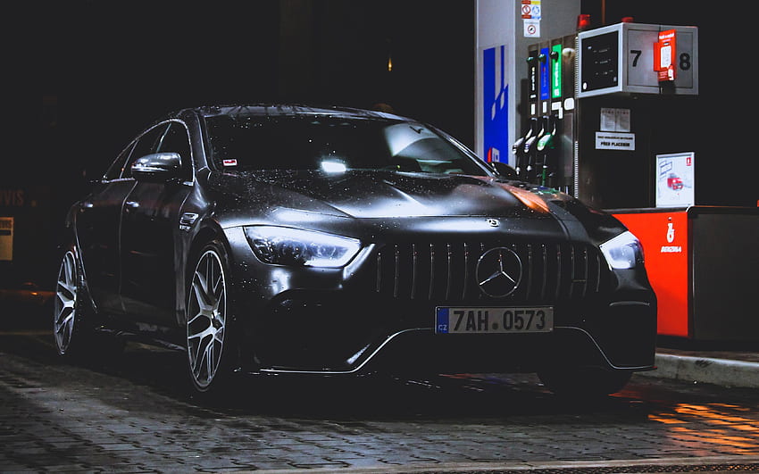 Mercedes-AMG GT 63 S, , oil station, 2021 cars, supercars, tuning, 2021 Mercedes-AMG GT, german cars, Mercedes HD wallpaper