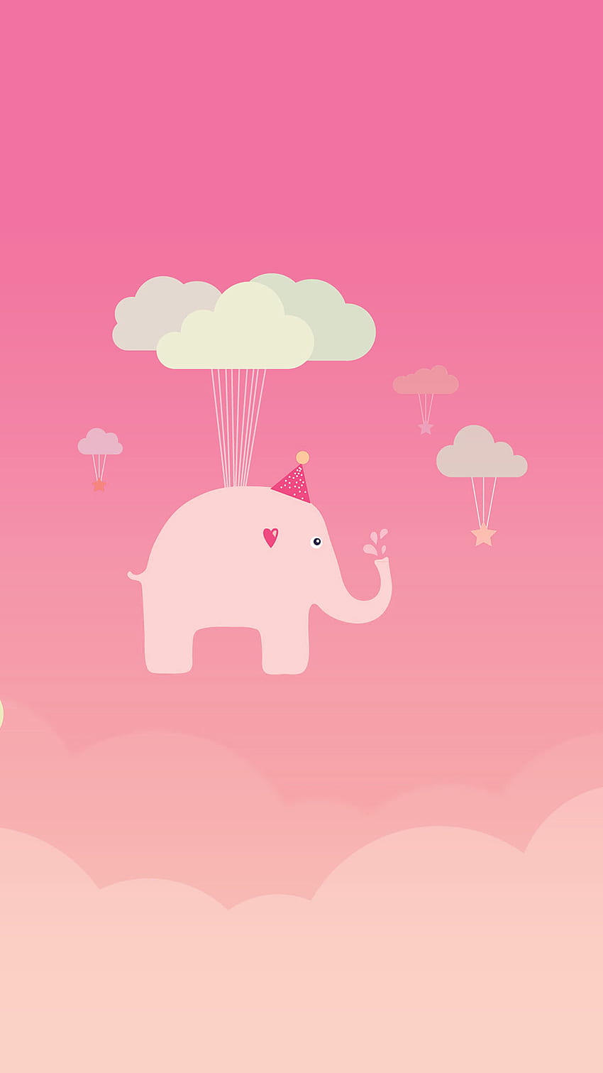 Seni ilustrasi gajah lucu terbang oranye untuk iPhone 6, 6s, 7, 7s, Cool Elephant wallpaper ponsel HD