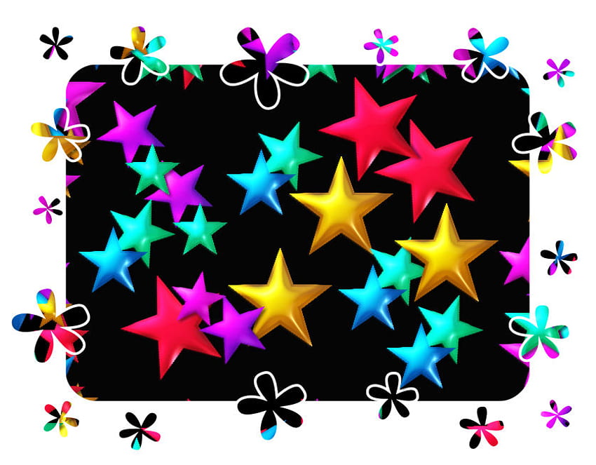 Stars of Color, blue, color, yellow, green, red, stars HD wallpaper