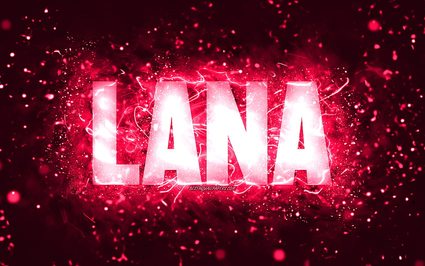 Happy Birtay Lana, pembe neon ışıklar, Lana ismi, yaratıcı, Lana Happy Birtay, Lana Birtay, Lana isimli popüler Amerikalı kadın isimleri, Lana HD duvar kağıdı