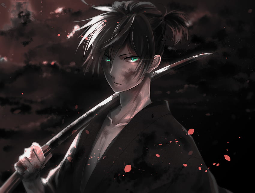 Warrior, Yato, Noragami, dark, anime boy HD wallpaper
