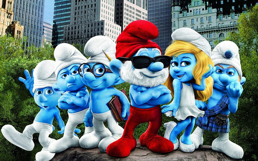 The Smurfs Characters Papa Smurf Smurfette Clumsy Smurf Brainy Smurf Gutsy Smurf HD wallpaper