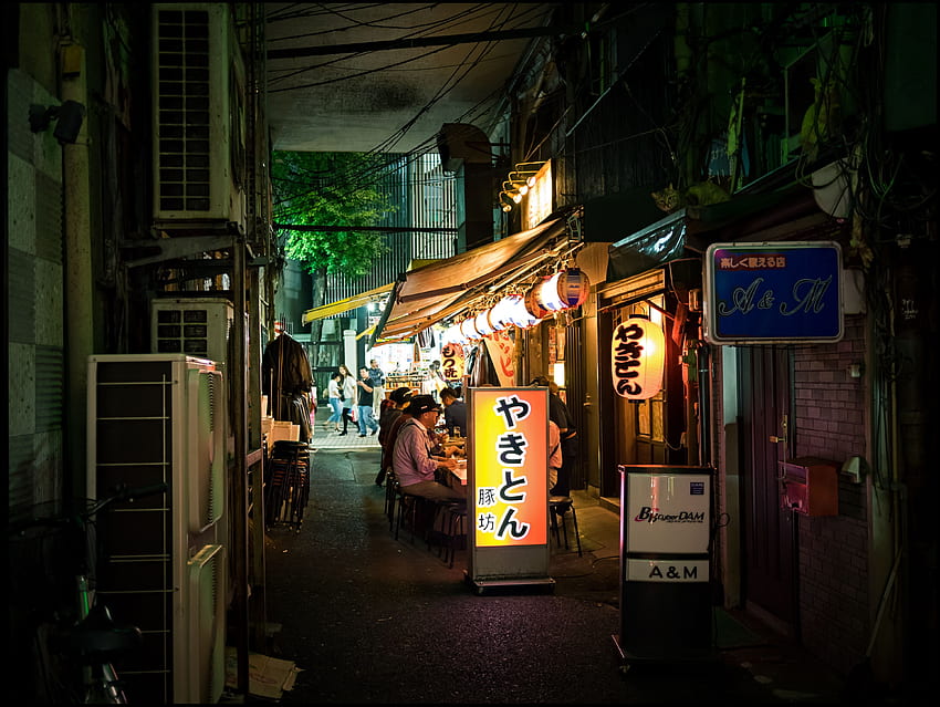 : street, people, Japan, night, lights, Tokyo, alley, ueno, Urban Japanese Alley HD wallpaper
