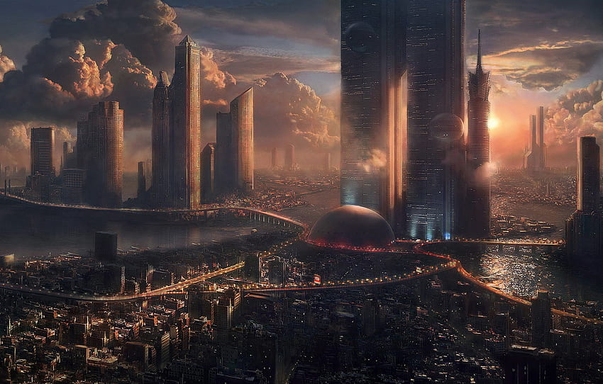 miasto, przyszłość, miejsce na , sekcja фантастика -, Future Planet Tapeta HD