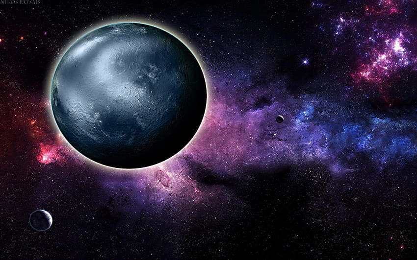 My space, galaxies, planets, moon, universe, space, stars HD wallpaper