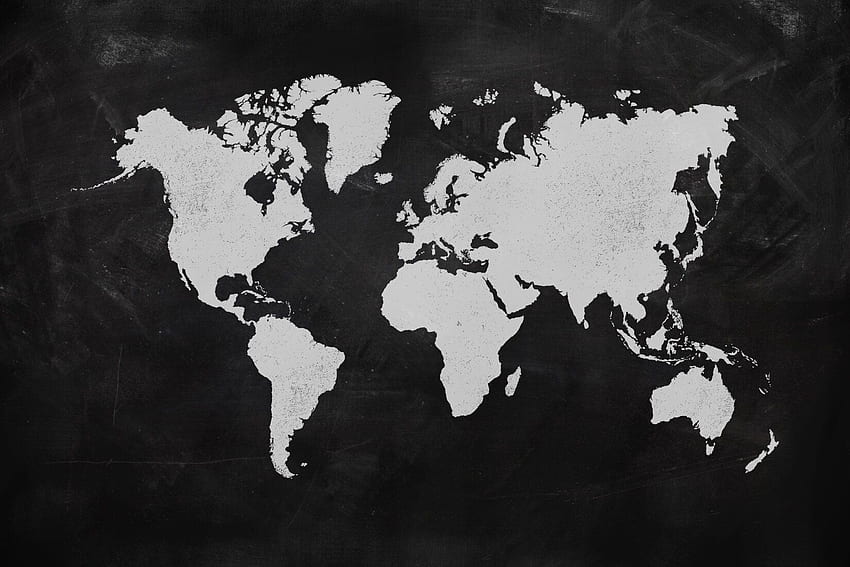 Mappa del mondo Mappa del mondo in bianco e nero Sfondo HD