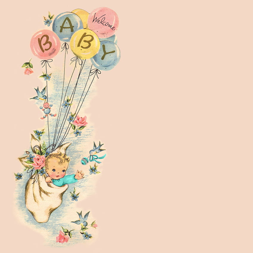 Scrapbooking: Willkommen Baby 12 × 12 digitales Papier. Baby-Malerei, Willkommen Baby, Baby-Dusche-Clipart, süßes Willkommen HD-Handy-Hintergrundbild