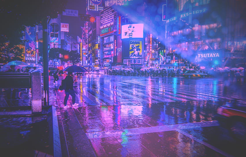My First Outrun Vapourwave Japanese Street Editar:, Japan Purple fondo de pantalla