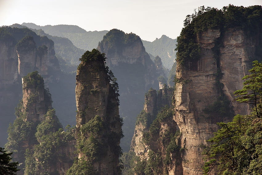 : Parque Nacional Zhangjiajie de China (área escénica de Wulingyuan), paisaje montañoso de China fondo de pantalla