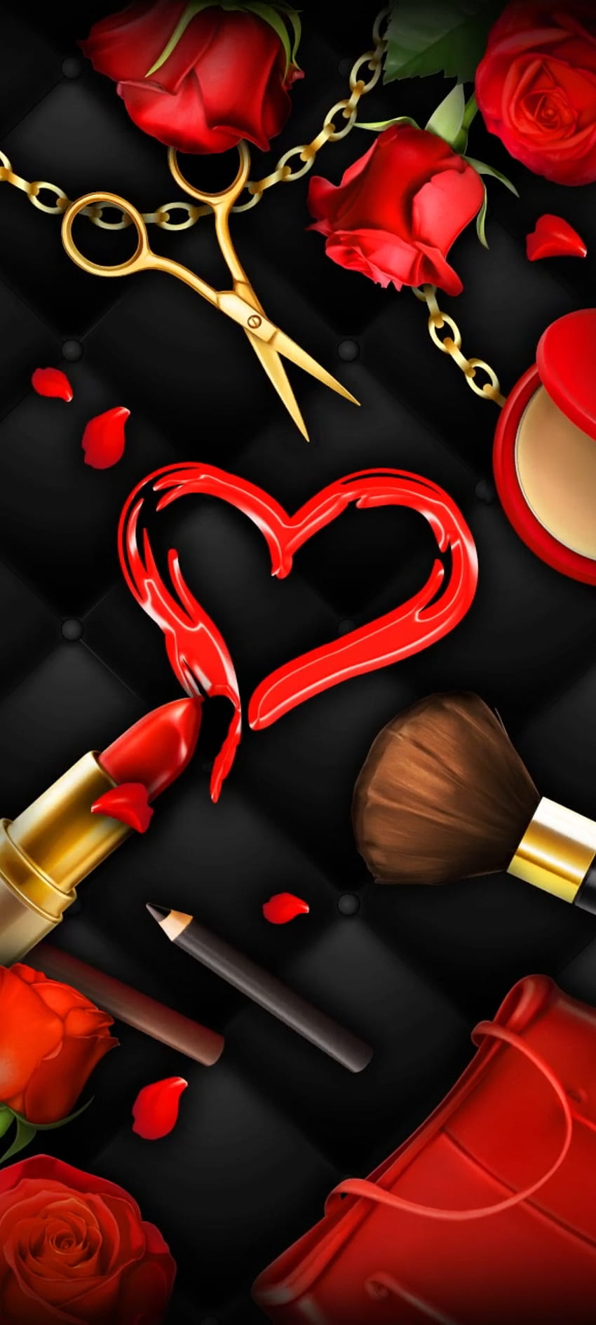 Red Elegant Cosmetic, love, orange, Beautiful, Luxury, valentine, heart HD phone wallpaper