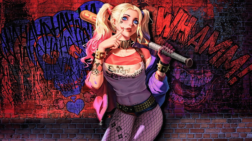 Harley Quinn, villain, DC comics, art HD wallpaper