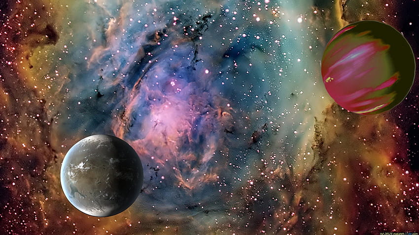 Nebulosa, Ficção Científica, Espaço, Lua, Planeta papel de parede HD