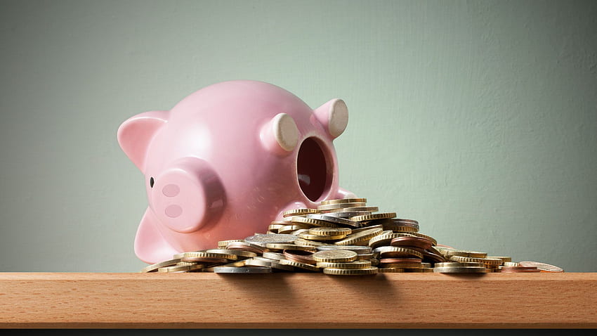 : Kredit-Sparschwein bedeutet Geld geliehen und finanziert HD-Hintergrundbild