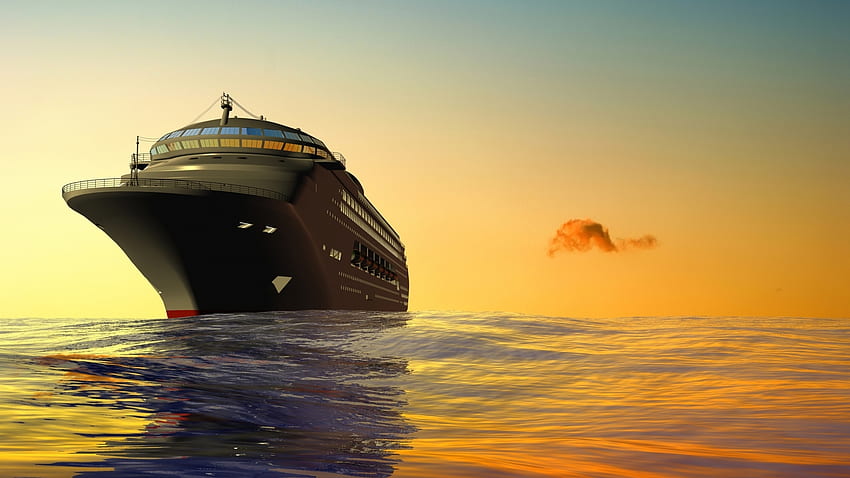 Cruise-liner-in-the-sea, mer, la, paquebot, Croisière, bateau Fond d'écran HD