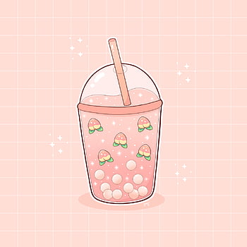 Kawaii bubble tea Wallpaper 4K Love hearts Rainbow 11099