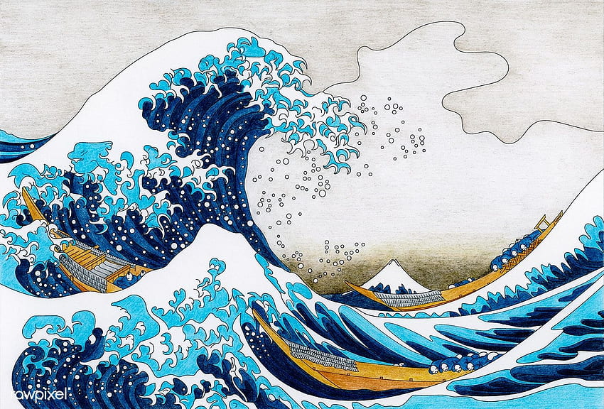 The Great Wave of Kanagawa (1829–1833) โดย Katsushika Hokusai: โฆษณา The Great Wave Off Kanagawa วอลล์เปเปอร์ HD