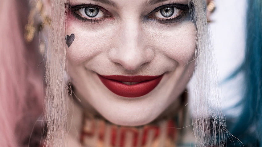 Margot Robbie'nin Harley Quinn dövmelerine, Harley Quinn Face'e detaylı bir göz atın HD duvar kağıdı