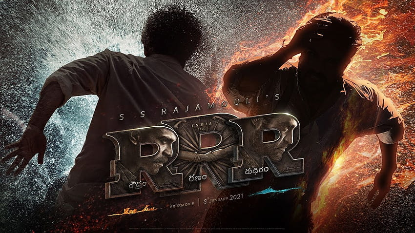 RRR Movimento Poster - Telugu. NTR, Ram Charan, Ajay Devgn, Alia Bhatt, Olivia Morris Sfondo HD