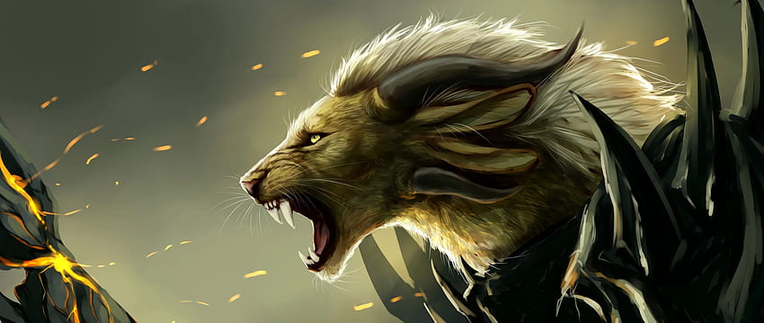 Lion, Grin, Art, Predator, Fabulous, Creature - Mythical Creatures iPhone HD wallpaper
