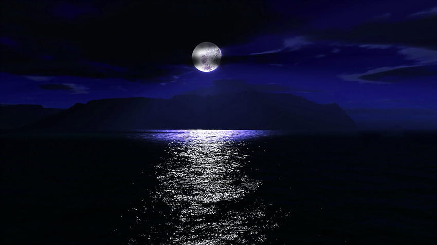 Lune de mer au milieu de la nuit. . Immagini luna, Buonanotte, Romantico Fond d'écran HD