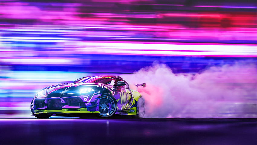 Toyota Supra , Drift, Colorful, Cars, Neon Supra HD wallpaper