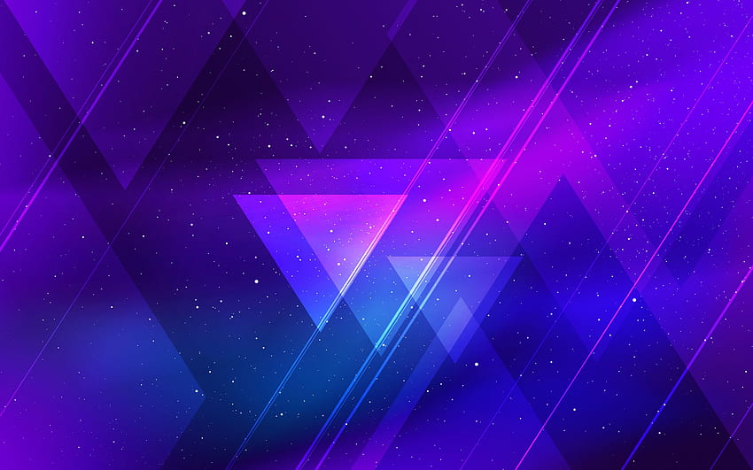 fioletowe trójkąty, galaktyka, kształty geometryczne, lizak, linie, kreatywne, fioletowe tło, sztuka abstrakcyjna z rozdzielczością. Wysoka jakość Tapeta HD