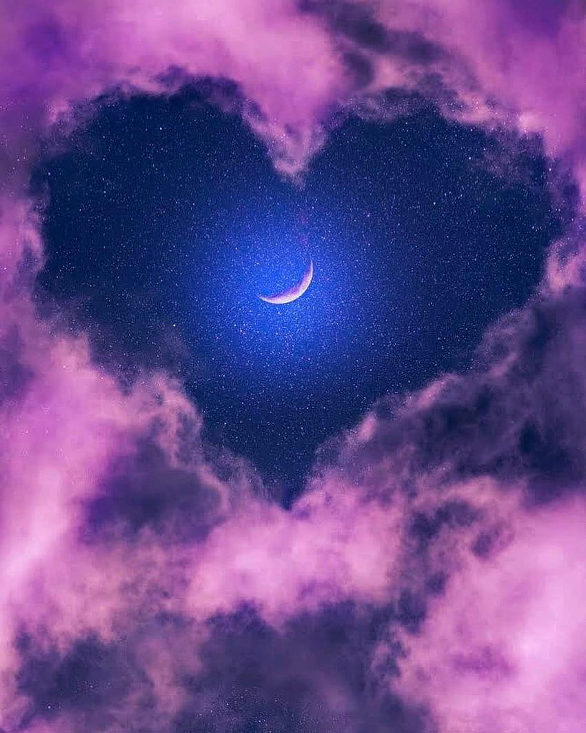 Liebe Himmel, Wolke, Rosa, Blau, Lila, Herz HD-Handy-Hintergrundbild