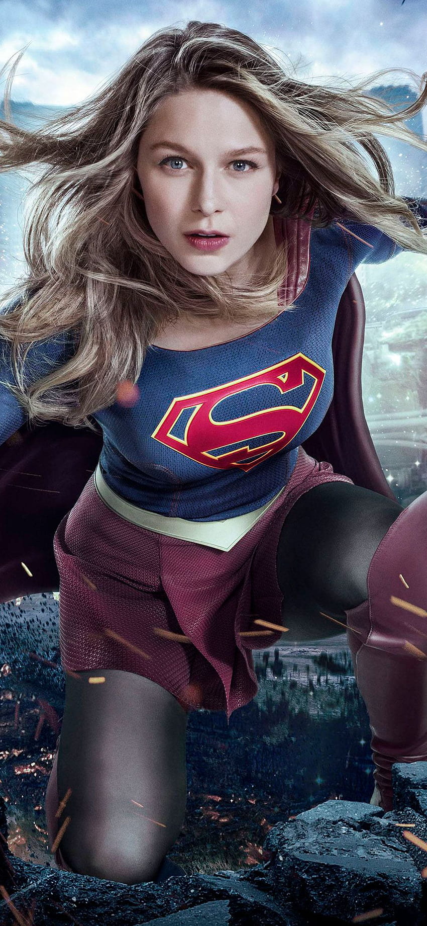 Melissa Benoist Supergirl 2017 Tv Series iPhone XS, iPhone, Supergirl TV Show HD тапет за телефон