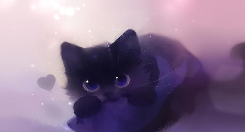 애니메이션 고양이, 미적 검은 고양이 HD 월페이퍼