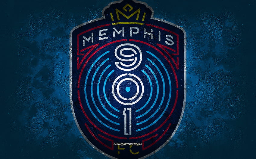 Memphis 901 FC, American soccer team, blue background, Memphis 901 FC logo, grunge art, USL, soccer, Memphis 901 FC emblem HD wallpaper