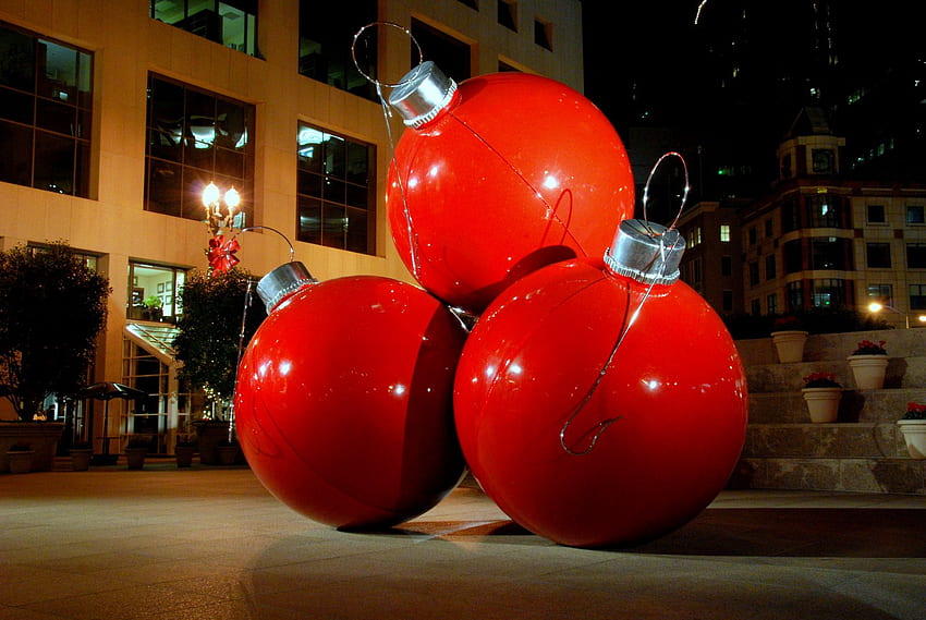 Big balls, graphy, balls, big, fantasy, abstract, christmas, red, funny HD wallpaper