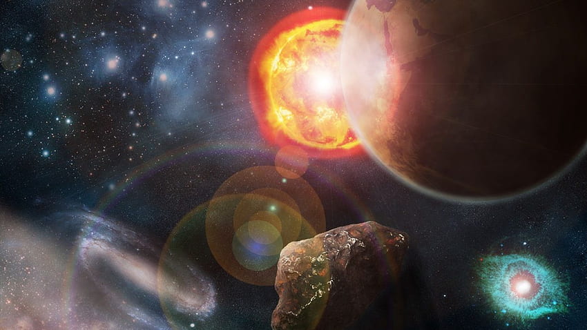 Sun outer space stars futuristic galaxies planets collision, Galaxy Collision HD wallpaper
