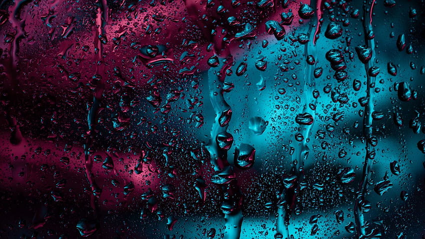 drops, glass, rain, moisture, window, surface, dark tablet, laptop background HD wallpaper