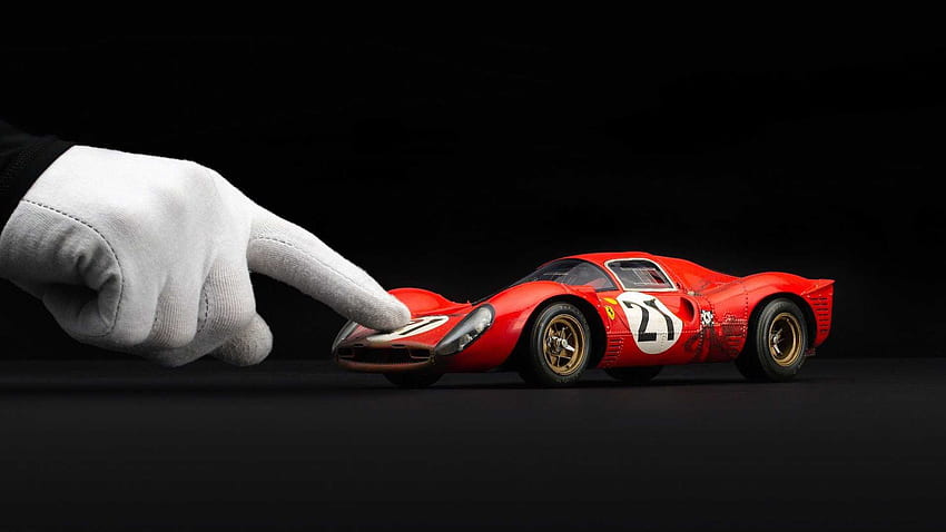 Amalgam Debuts Small Scale Weathered Ferrari 330 P4 Le Mans Model HD wallpaper