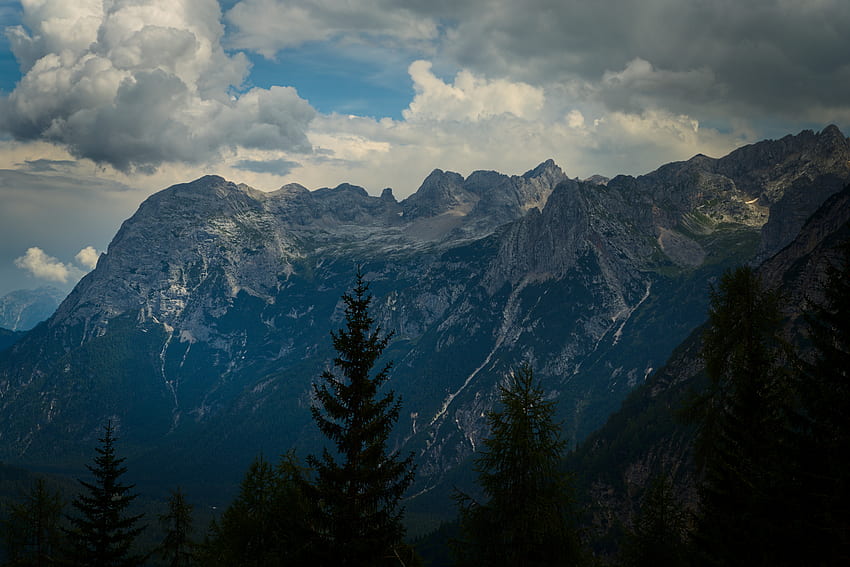 Nature, Trees, Mountains, Clouds, Italy, Peak, Veneto HD wallpaper