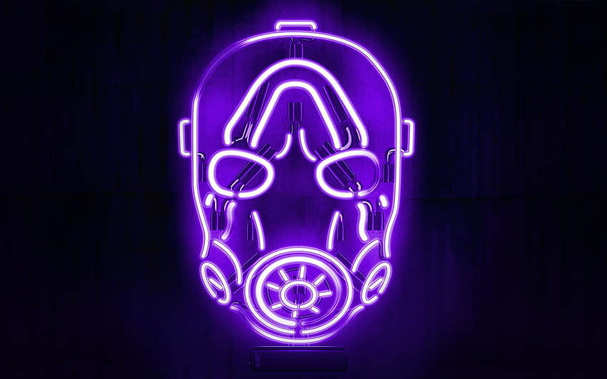 Borderlands Psycho Mask , Neon, Black background, Graphics CGI, Neon Purge HD wallpaper
