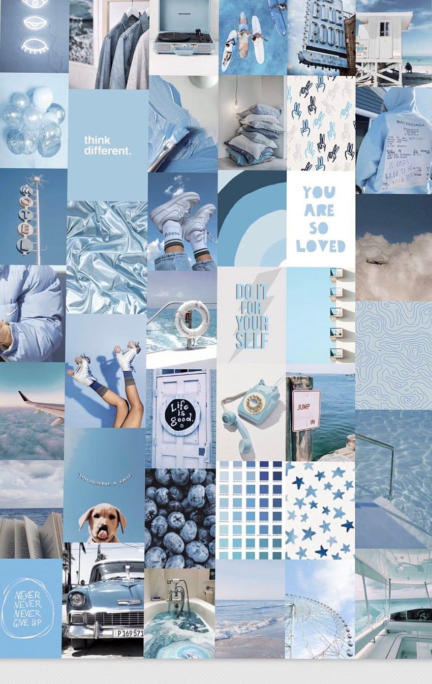 Ocean Blues Duvar Kolajı Kiti - DİJİTAL. Sevimli mavi , Duvar kolaj dekoru ve Bebe mavisi estetiği HD telefon duvar kağıdı