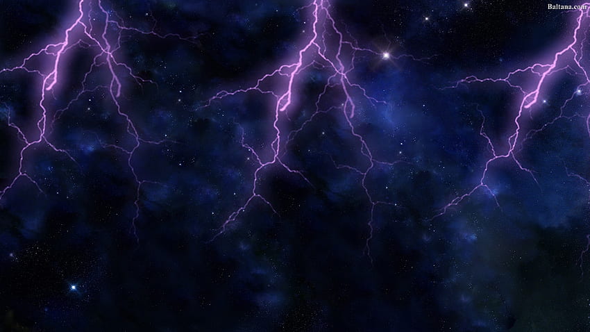 lightning , thunder, thunderstorm, lightning, sky, nature, purple, atmosphere, electric blue, violet, space, Blue Electricity HD wallpaper