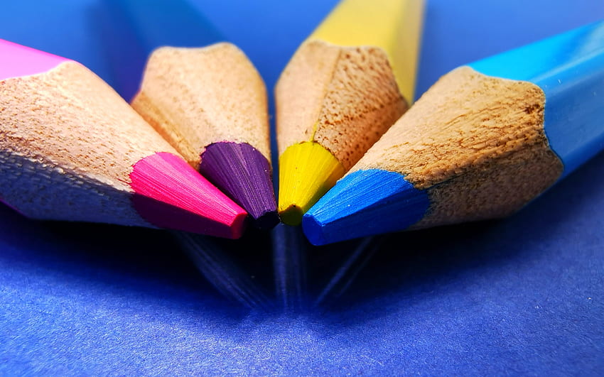 Buntstifte, Hintergrund mit Bleistiften, ungshintergrund, Bleistiftstangen, ung, Zeichnung HD-Hintergrundbild