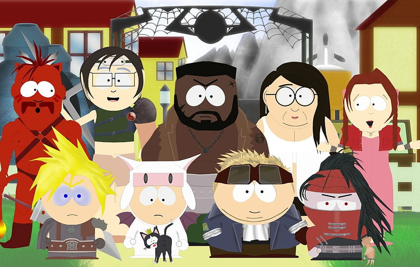cat, parody, Final Fantasy, South Park Characters HD wallpaper