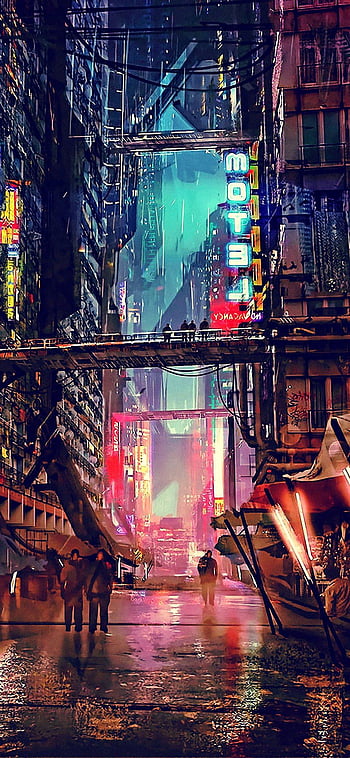 Night City Cityscape Building Scenery 4K Wallpaper iPhone HD Phone