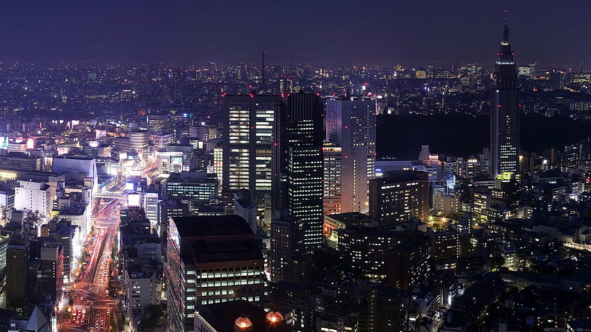 Megalopolis mit Höhe - Anime City Background Night - -, Anime City Lights HD-Hintergrundbild